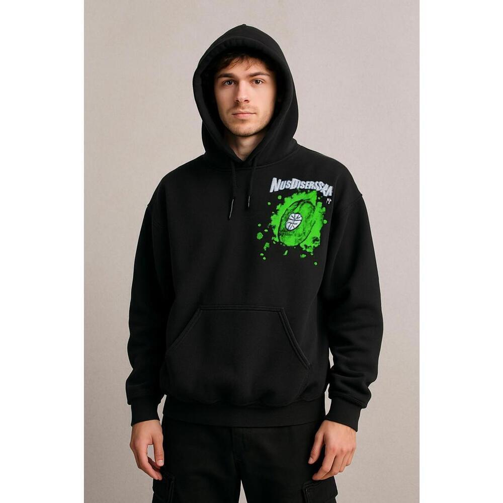 Mass Destruction MMA Black Hoodie L Green Skull Grenade Graphic Grunge